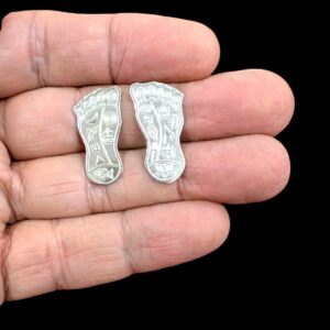 Real look of Pure Silver Lakshmi Charan on a adult hand