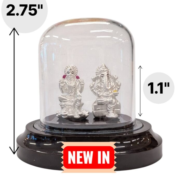 Dimensions of Pure silver Lakshmi Ganesha idol in dome