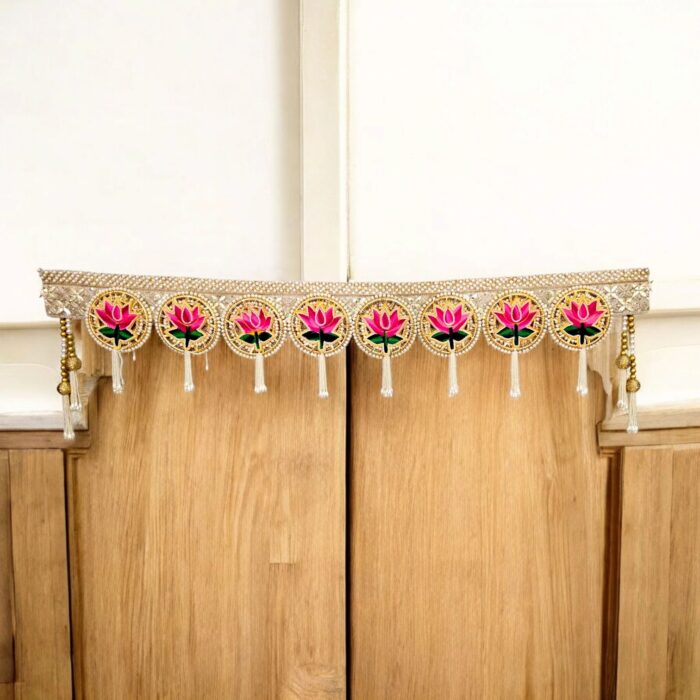 Fancy lotus toran hanging over the door | Diwali Decor