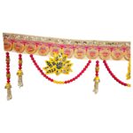 Close up of toran with zari and mirror work