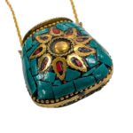 Handmade Vintage Mosaic Bag Pendant Necklace - Green