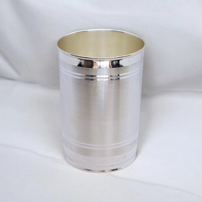 Top profile view of silver glass for gift