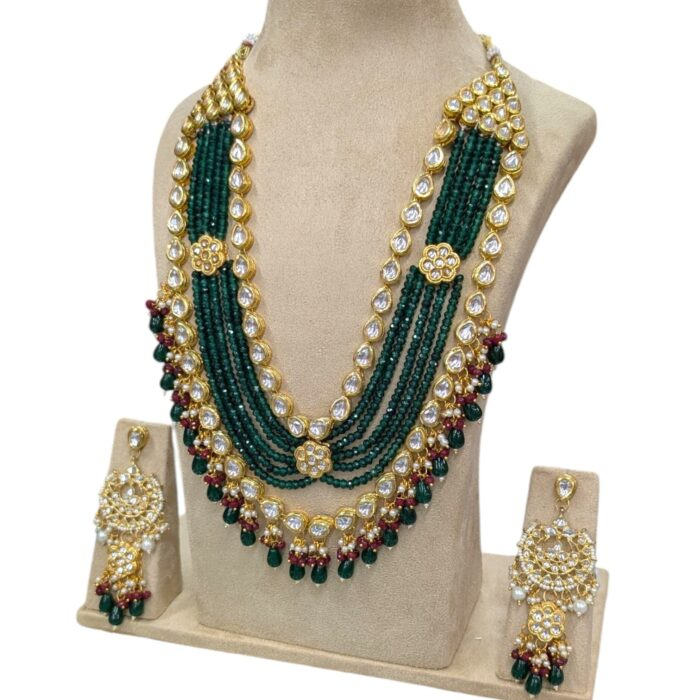 Maharani haar with earring | Semi Precious Necklace and Earring Set - Image 3