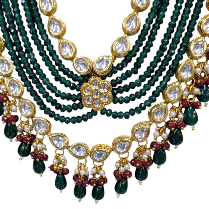 Maharani haar with earring | Semi Precious Necklace and Earring Set - Image 7