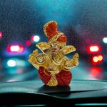 Gold plated Ganesha statue - 3 inches | Car Dashboard Idol