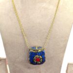 Handmade Vintage Mosaic Bag Pendant Necklace - Blue - Image 2