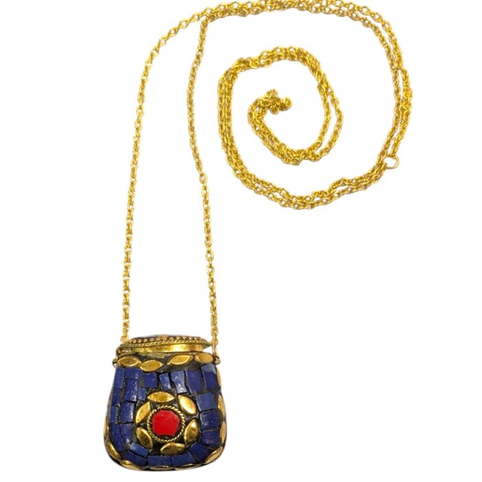 Handmade Vintage Mosaic Bag Pendant Necklace - Blue - Image 7