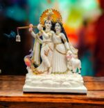 Radha Krishna Statue - White - 18 inches | Large Poly stone Idol