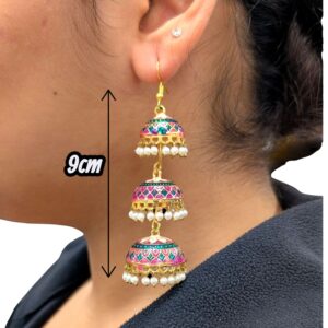 Dimensions of 3 Tier Jhumki Earrings