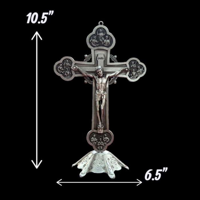Twelve Apostles Alloy metal Standing Crucifix - Silver ox - Image 2