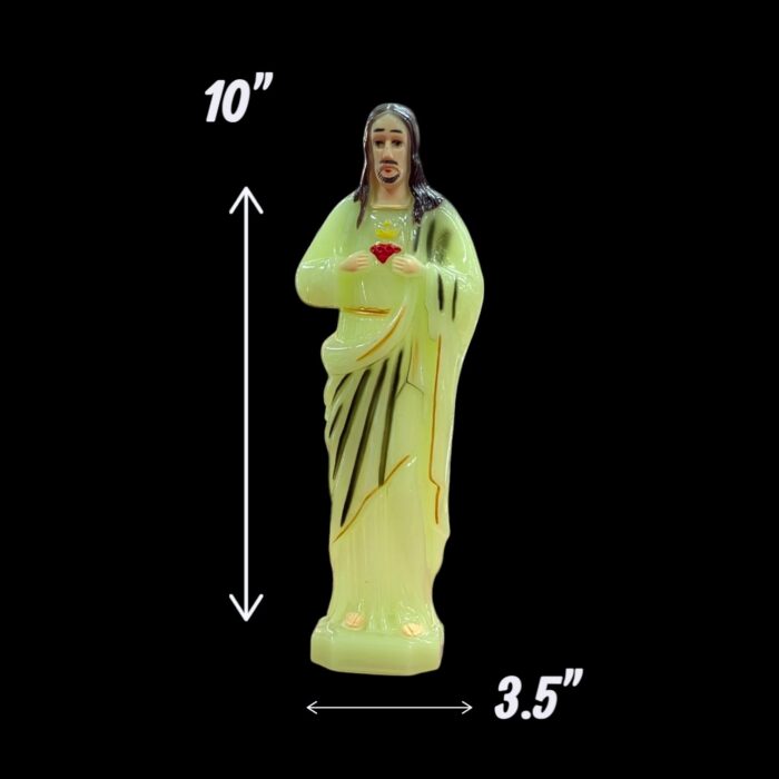 Statue of phosphorescent Jesus Sacred Heart - 10 inch - Image 5