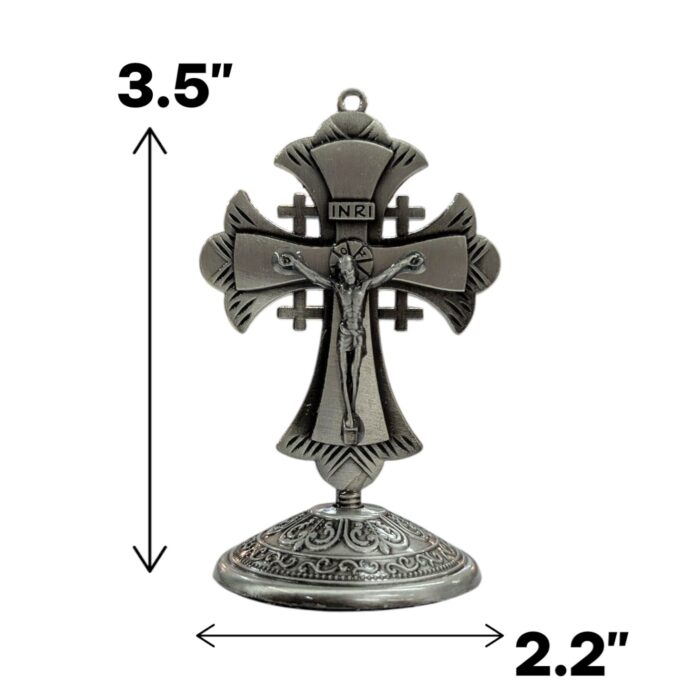 Crucifix Cross Metal Statue - 3.5 inch - SB - Image 2