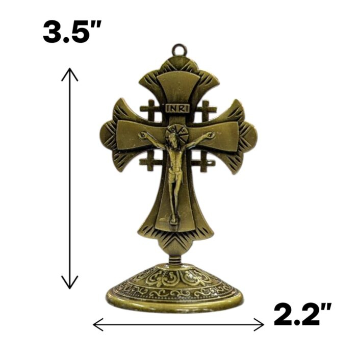 Crucifix Cross Metal Statue - 3.5 inch - GB - Image 2
