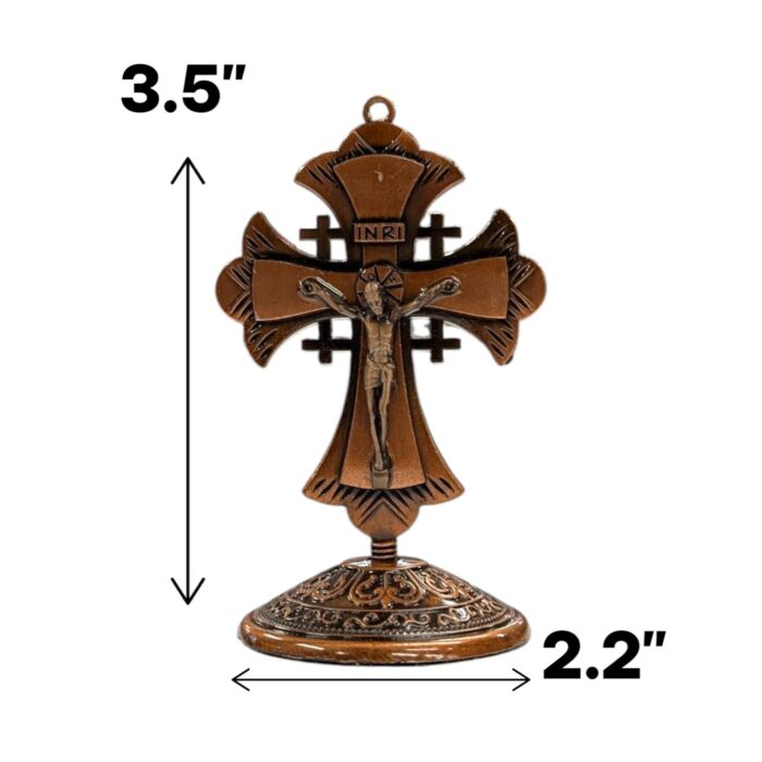 Crucifix Cross Metal Statue - 3.5 inch - CB - Image 2