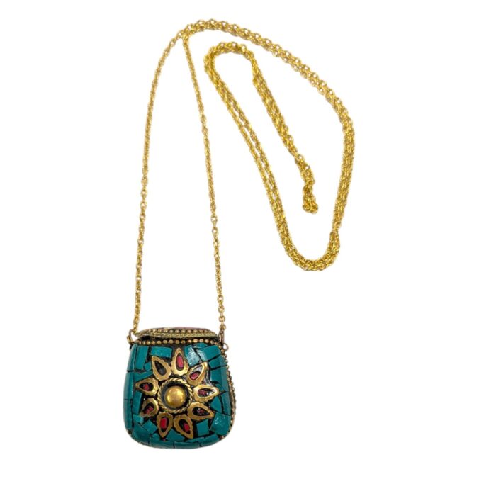 Handmade Vintage Mosaic Bag Pendant Necklace - Green - Image 7