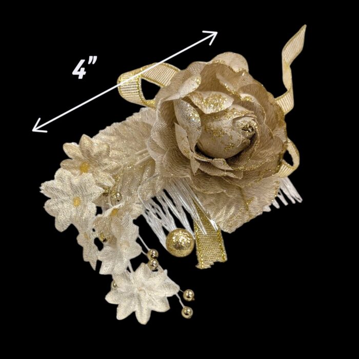 Gold Flower Hair Comb - ZH - Image 3