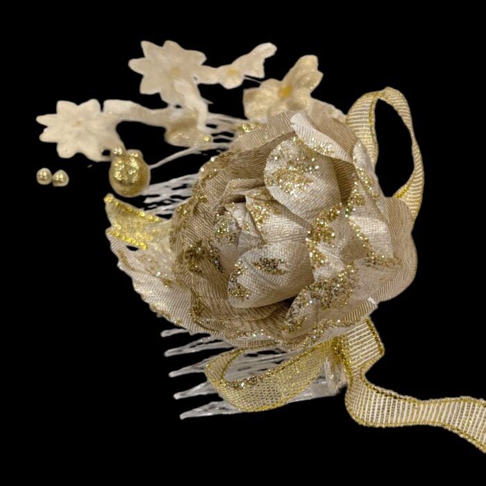 Gold Flower Hair Comb - ZH - Image 4