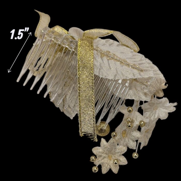 Gold Flower Hair Comb - ZH - Image 2