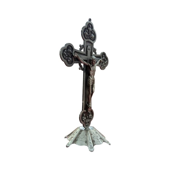 Twelve Apostles Alloy metal Standing Crucifix - Silver ox - Image 3