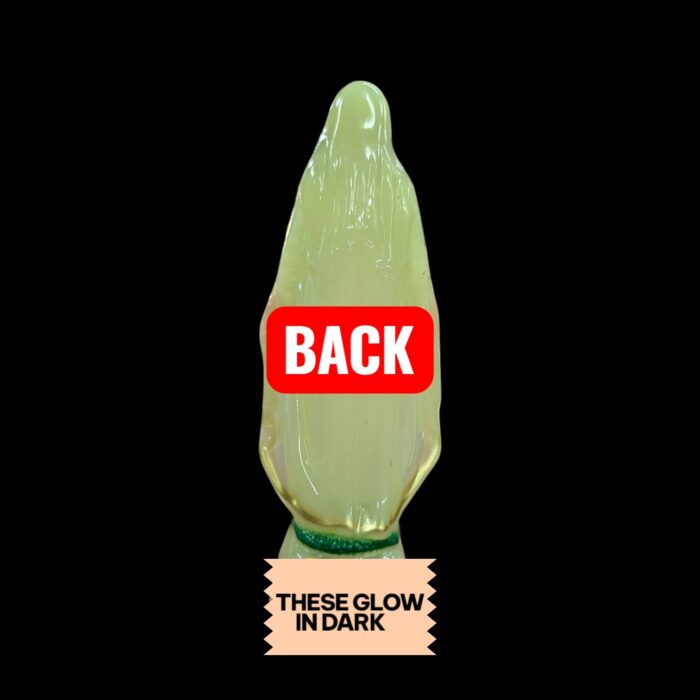 Back profile view of Glow in Dark Virgin Mary statue for home Altar