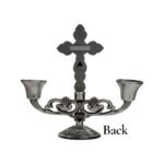 Crucifix Pillar Taper Candlestick Stand - 5 inch - SB - Image 6