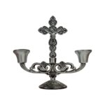 Crucifix Pillar Taper Candlestick Stand - 5 inch - SB - Image 5