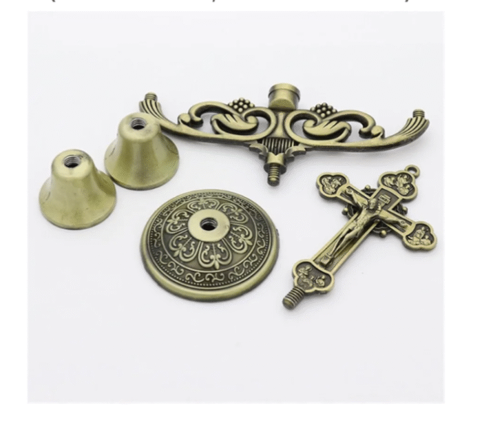 Crucifix Pillar Taper Candlestick Stand - 5 inch - CB - Image 7