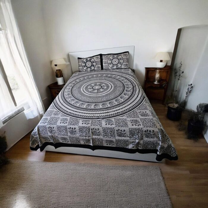 Cotton Bedsheet with 2 Pillow Covers | Mandala bedding set