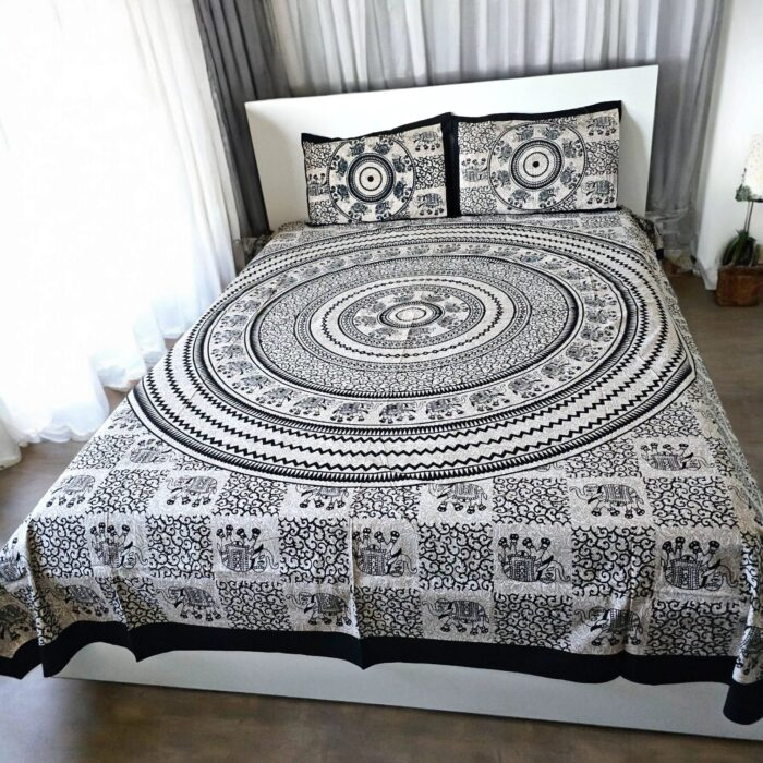 Cotton Bedsheet with 2 Pillow Covers | Mandala bedding set