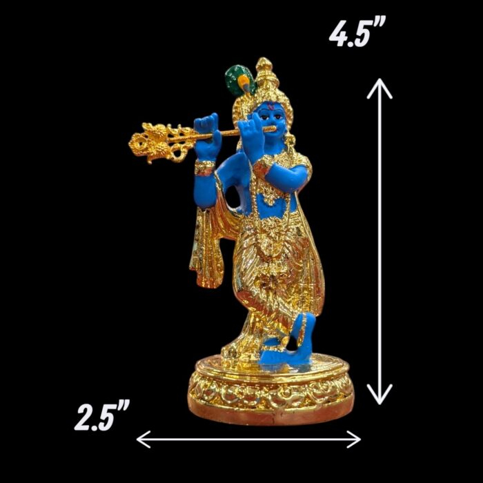 Dimensions of Gold plated Krishna Idol for Home mandir and Gift