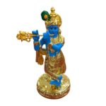 Top profile view of Gold plated small Krishna Statue