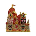 Closeup of Jagannath Idol with temple backdrop
