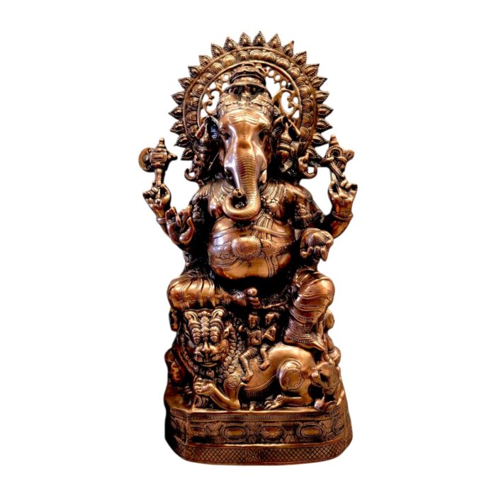Metal Copper Ganesha Statue | Large 35 Inch Ganesha Idol