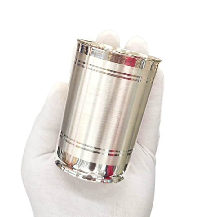 Pure Silver Glass | 3.6 inch pure silver tumbler