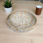 Serving Tray Set of 2 | High gloss with gold inlay