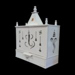 Side Profile view of White Home Mandir