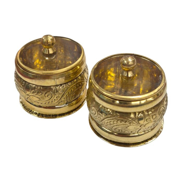 Brass kumkum box - Set of 2 - Image 2