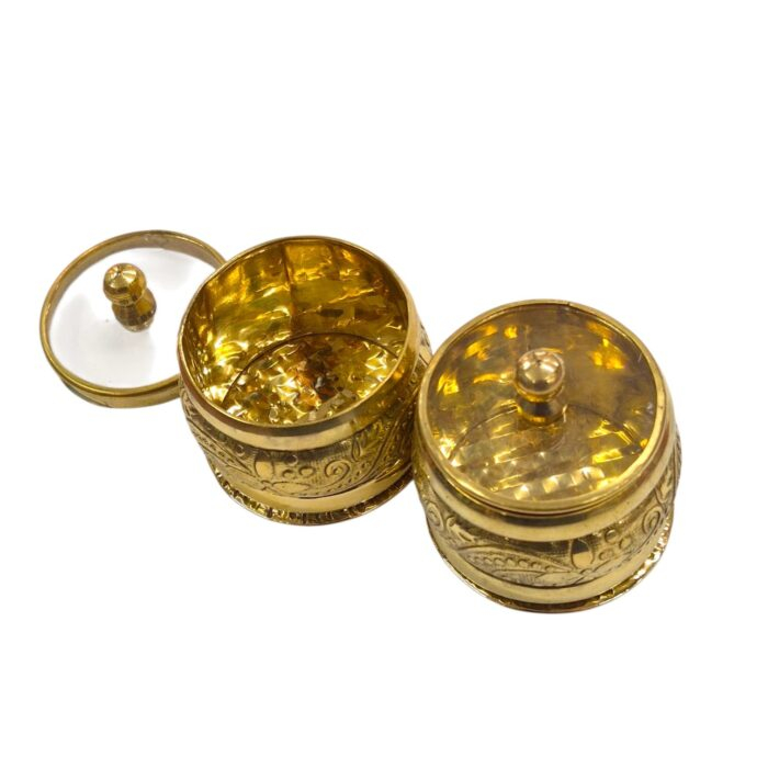Brass kumkum box - Set of 2 - Image 4