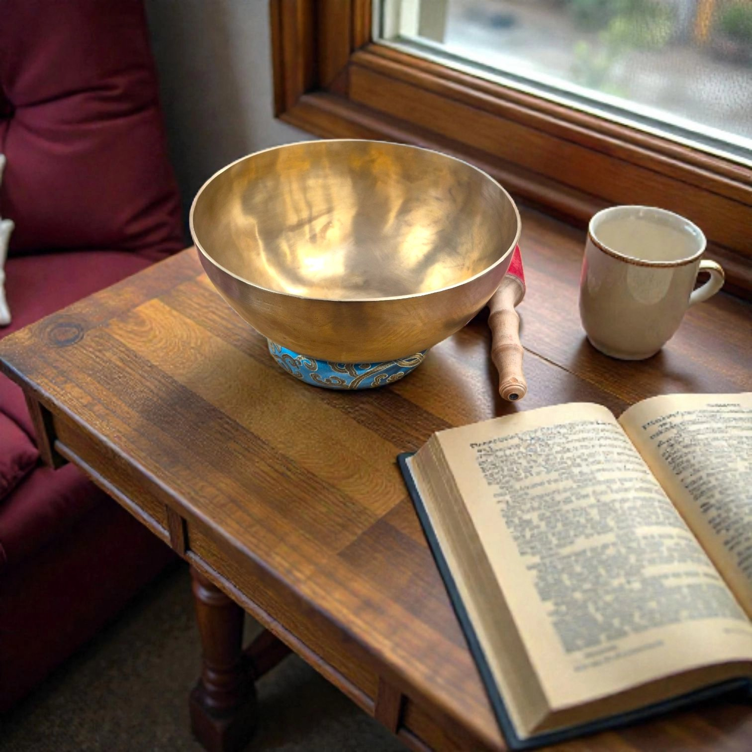 20251215_122310.webp Hand beaten Brass Tibetan Singing Bowl – 9.5 inch – Matt Finish - Image 1