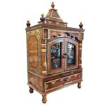 Side profile view of Large wooden Mandir