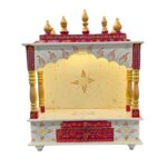 Wooden Mandir for Home | Golden & Red – 18 in x 23 in x 12 in - Image 6