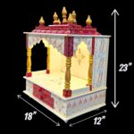 Wooden Mandir for Home | Golden & Red – 18 in x 23 in x 12 in - Image 7