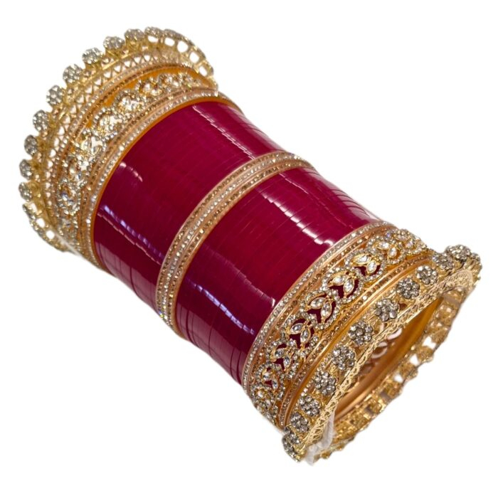 Designer Chura - Red - Flower | Wedding Chura Bangles - Image 2