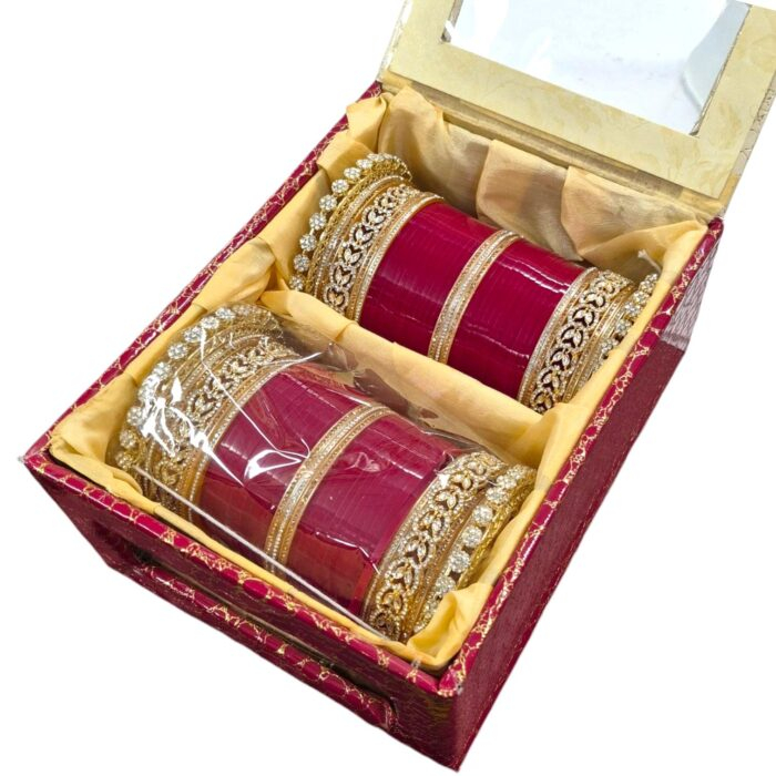 Designer Chura - Red - Flower | Wedding Chura Bangles - Image 6