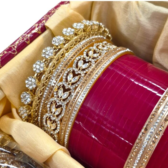 Designer Chura - Red - Flower | Wedding Chura Bangles - Image 3