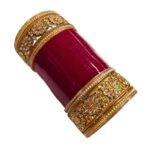 Designer Chura - Red - Kundan Flower | Wedding Chura Bangles - Image 3