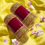 Designer Chura - Red - Kundan Flower | Wedding Chura Bangles