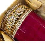 Designer Chura - Red - Kundan Flower | Wedding Chura Bangles - Image 2