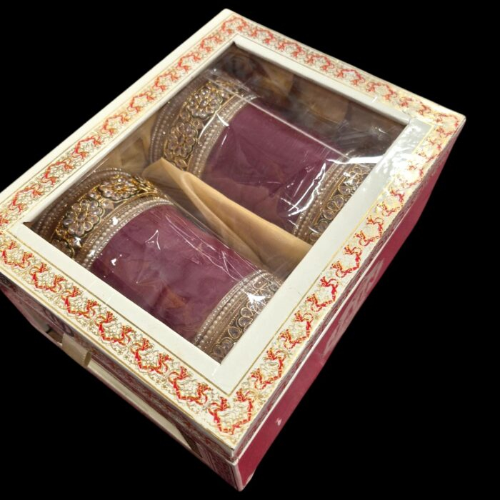 Designer Chura - Red - Kundan Flower | Wedding Chura Bangles - Image 6