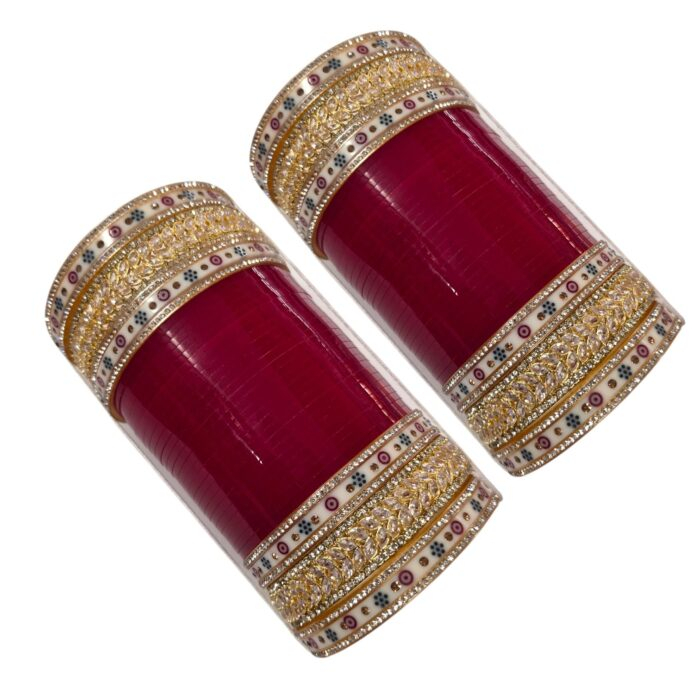 Designer Chura - Red - Veil | Wedding Chura Bangles - Image 3